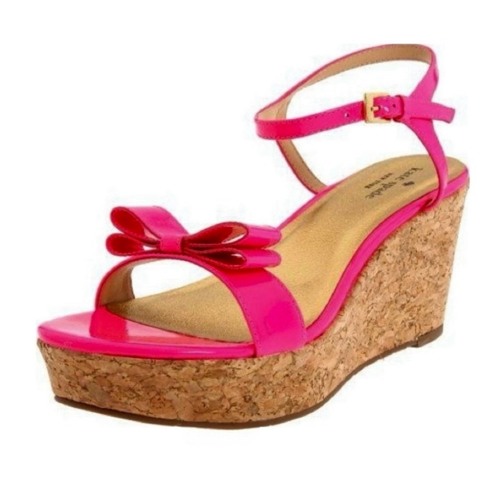 💕Kate Spade Pink Cork Wedge Sandals